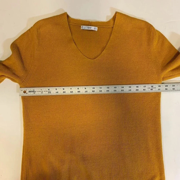 Mango MNG Women's V Neck Ribbed Long Sleeve Pullover Sweater Size XS - Picture 8 of 10